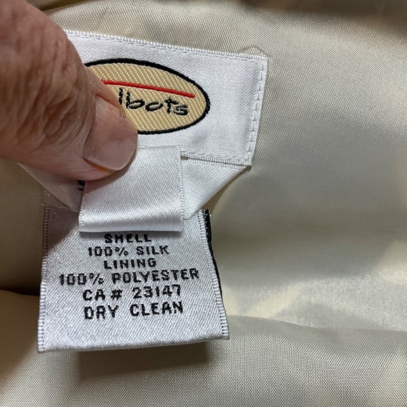 TALBOTS 100% Pure Silk Fully Lined Mini Pencil Skirt Side Zip Leaf Design Sz 10 - Picture 10 of 11